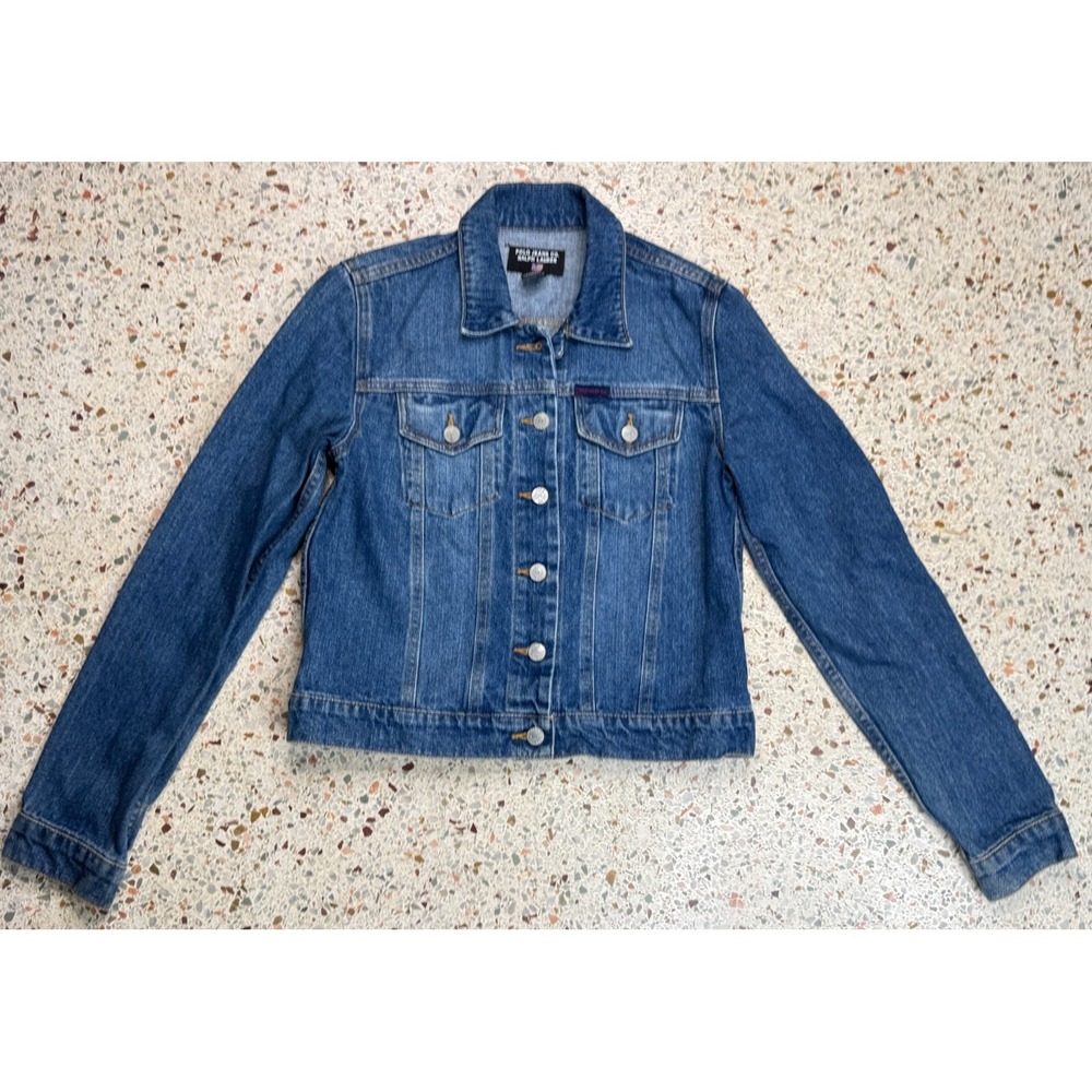 Polo Jeans Co. Ralph Lauren Vtg Women's Red Logo Denim Jacket Size Medium